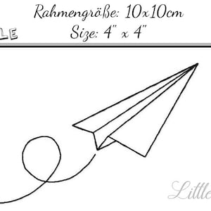 Embroidery Design Paperplane doodle 4&#39;x4&#39; - DIGITAL DOWNLOAD PRODUCT
