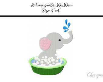 Embroidery Design Elephant bubblebath 4'x4' - DIGITAL DOWNLOAD PRODUCT
