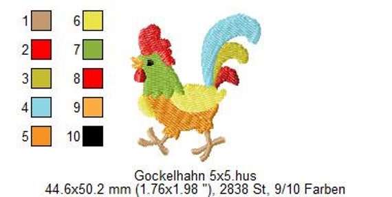 DIGITAL DOWNLOAD PRODUCT Embroidery Design Chicken 2'x2'