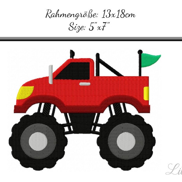 Embroidery Design Monstertruck 5'x7' - Digital DOWNLOAD PRODUCT