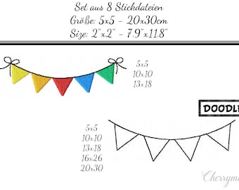 Embroidery Design Set Bunting 2'x2' - 7,8'x11,8' - Digital DOWNLOAD PRODUCT