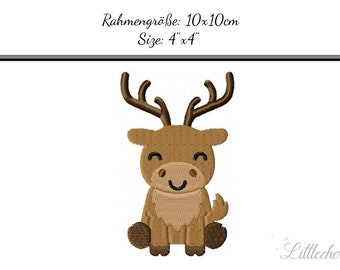 Embroidery Design Reindeer 4'x4' - DIGITAL DOWNLOAD PRODUCT