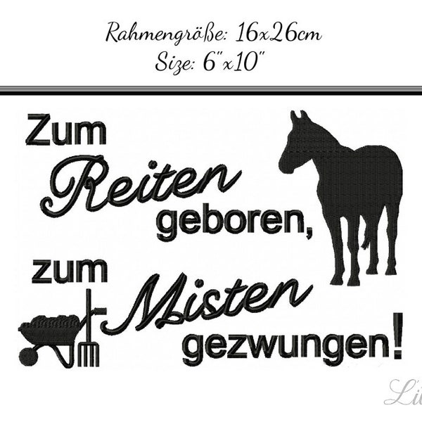 Embroidery Design Zum Reiten geboren 6'x10' - DIGITAL DOWNLOAD PRODUCT
