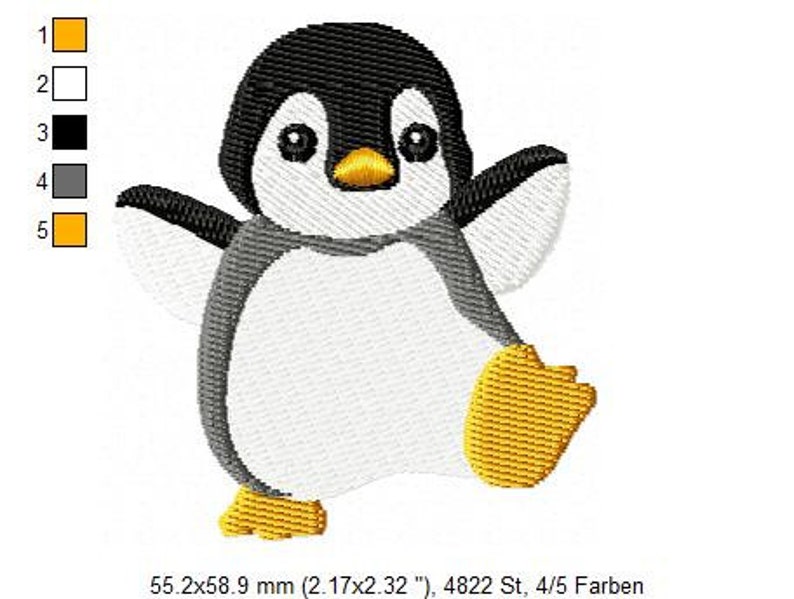 Embroidery Design Waddle Penguin 2.4'x2.4' DIGITAL DOWNLOAD PRODUCT image 2