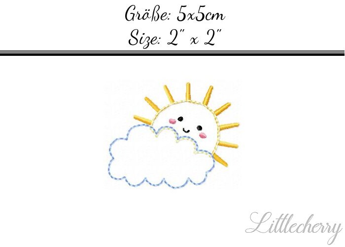 Embroidery Design Sun and Cloud Doodle 2'x2' DIGITAL DOWNLOAD PRODUCT Embroidery Design Sun and Cloud Doodle 2'x2' DIGITAL DOWNLOAD PRODUCT