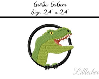 Embroidery Design T-Rex Button 2,4'x2,4' - DIGITAL DOWNLOAD PRODUCT