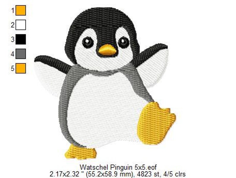 Embroidery Design Waddle Penguin 2.4'x2.4' DIGITAL DOWNLOAD PRODUCT image 3