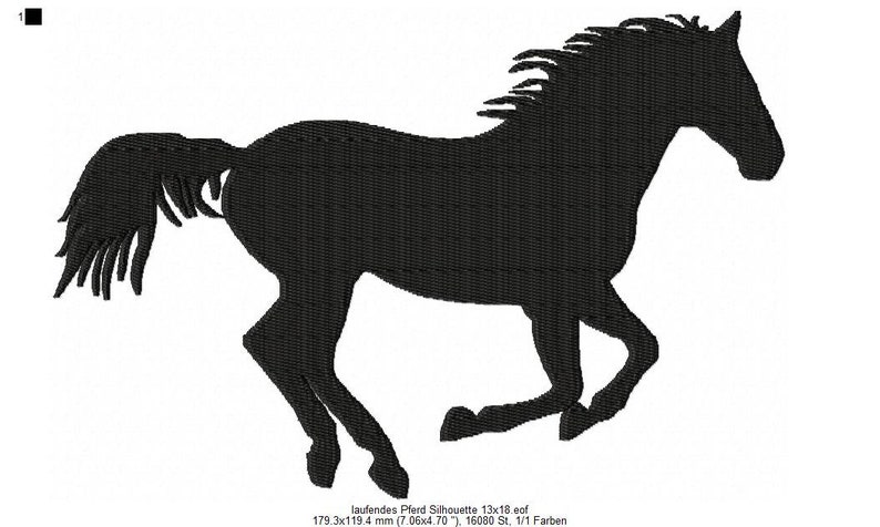 Embroidery Design running horse 5'x7' DIGITAL DOWNLOAD PRODUCT image 2