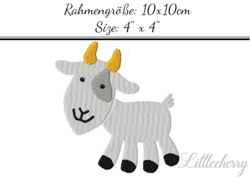 Embroidery Design Goat 4'x4' DIGITAL DOWNLOAD PRODUCT image 1