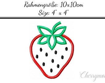 Embroidery Design Applique Strawberry 4'x4' - DIGITAL DOWNLOAD PRODUCT