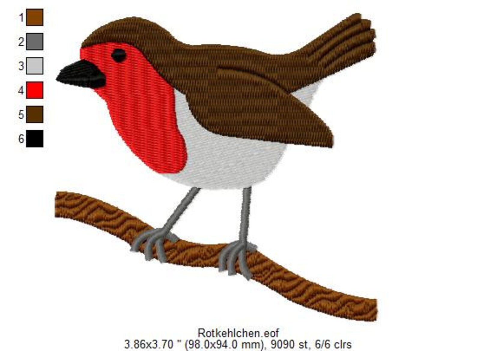 Embroidery Design Robin 4'x4' DIGITAL DOWNLOAD Etsy