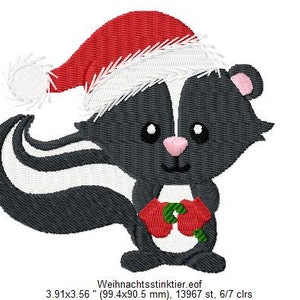 Embroidery Design Christmas Skunk 4'x4' DIGITAL DOWNLOAD PRODUCT image 3