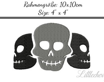 Embroidery Design Skulls 4'x4' - DIGITAL DOWNLOAD PRODUCT