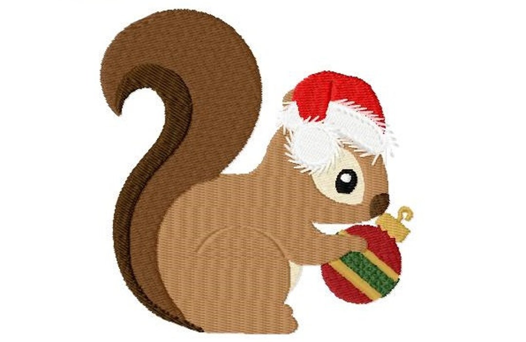 Embroidery Design Christmas Squirrel 4'x4' - DIGITAL DOWNLOAD PRODUCT ...