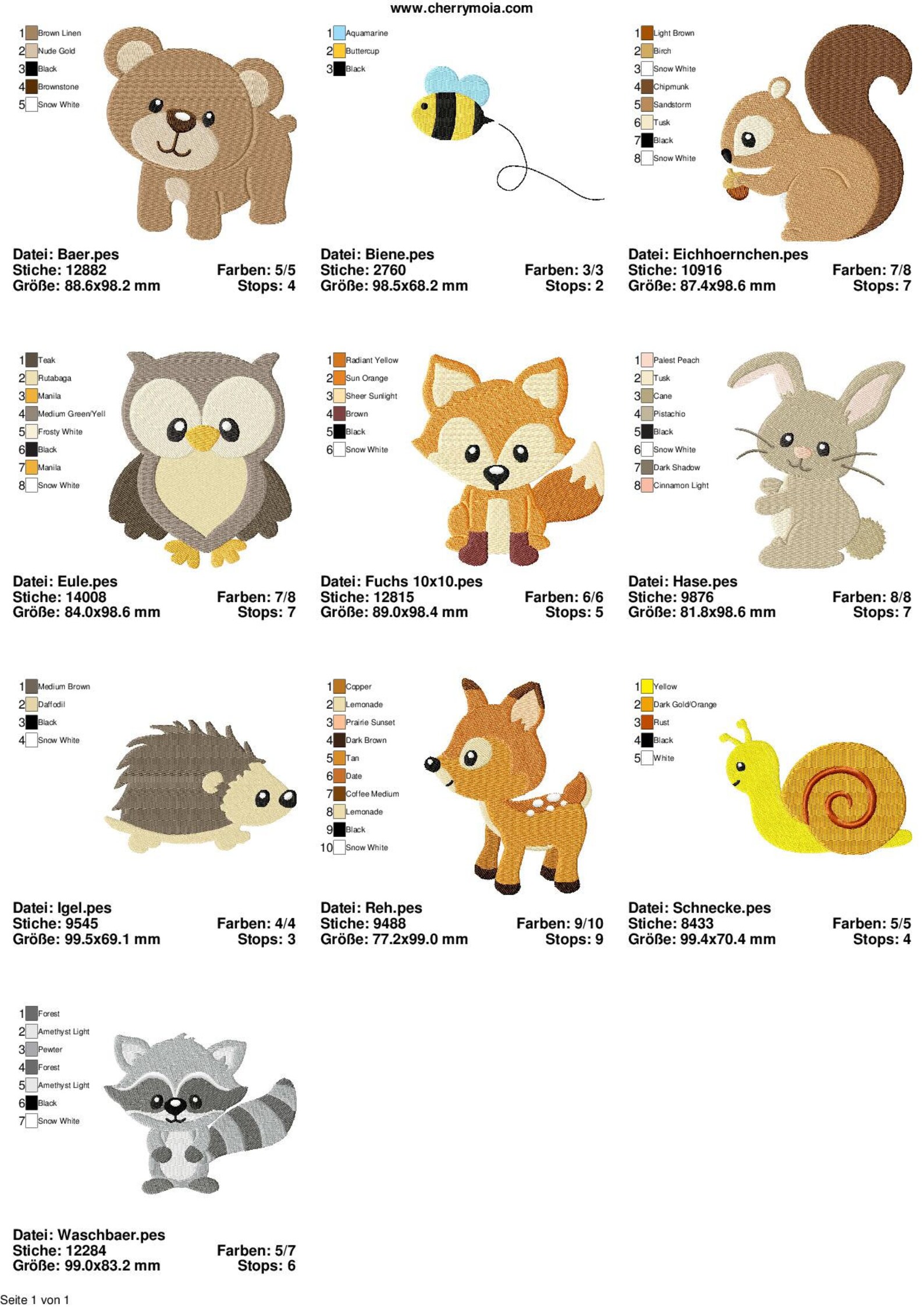 Embroidery Design Set Woodland Animals 4'x4' DIGITAL - Etsy - Woodland Creature Embroidery Pattern Set