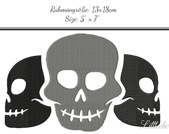 Embroidery Design Skulls 5'x7' - DIGITAL DOWNLOAD PRODUCT
