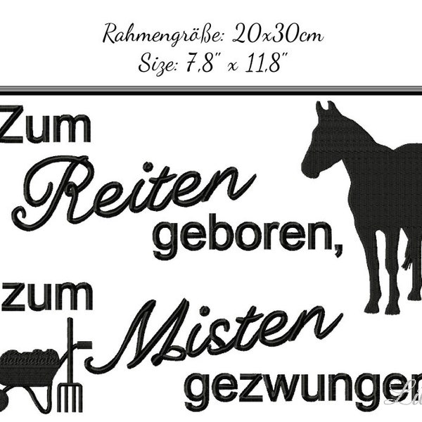 Embroidery Design Zum Reiten geboren 7,8'x11,8' - DIGITAL DOWNLOAD PRODUCT