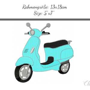 Embroidery Design Moped 5'x7' DIGITAL DOWNLOAD PRODUCT image 1