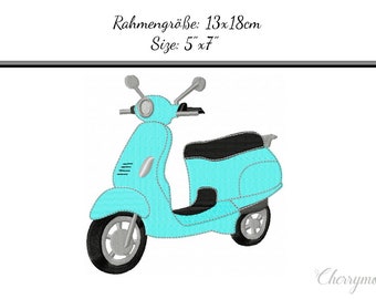 Embroidery Design Moped 5'x7' - DIGITAL DOWNLOAD PRODUCT