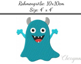 Embroidery Design Cute Monster 4'x4' - DIGITAL DOWNLOAD PRODUCT