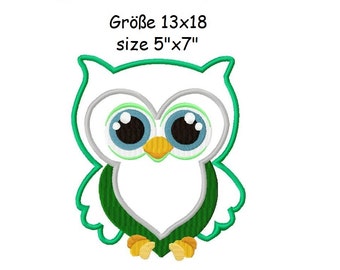 Applique Design green owl 5'x7' - DIGITAL DOWNLOAD PRODUCT