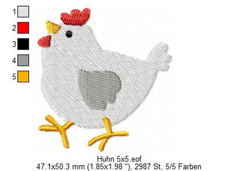 Embroidery Design Chicken 2'x2' DIGITAL DOWNLOAD PRODUCT image 2