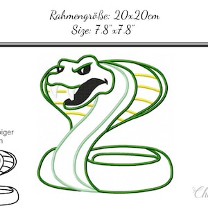 Embroidery Applique Cobra 7.8&#39;x7.8&#39; - DIGITAL DOWNLOAD PRODUCT