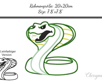 Embroidery Applique Cobra 7.8'x7.8' - DIGITAL DOWNLOAD PRODUCT