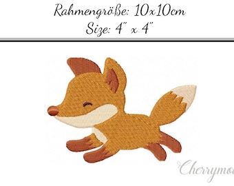 Embroidery Design jumping Fox 4'x4' - DIGITAL DOWNLOAD PRODUCT