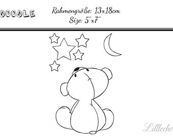 Embroidery Design Teddy Stars Doodle 5'x7' - DIGITAL DOWNLOAD PRODUCT