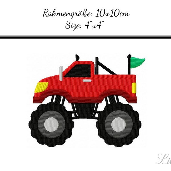 Embroidery Design Monstertruck 4'x4' - Digital DOWNLOAD PRODUCT