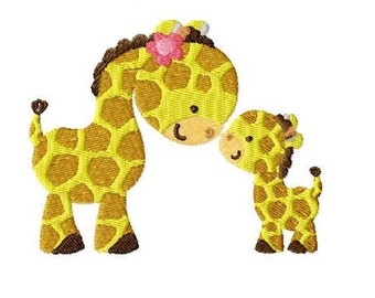 Embroidery Design Giraffe Mommy and Baby 4'x4' - DIGITAL DOWNLOAD PRODUCT