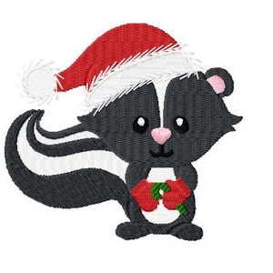 Embroidery Design Christmas Skunk 4'x4' DIGITAL DOWNLOAD PRODUCT image 1