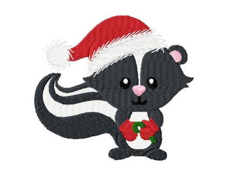 Embroidery Design Christmas Skunk 4'x4' DIGITAL DOWNLOAD PRODUCT image 1