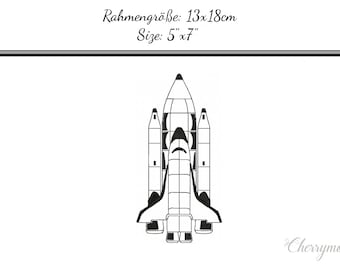 Stickdatei Applikation "Space Shuttle Doodle 13x18" - SOFORTDOWNLOAD