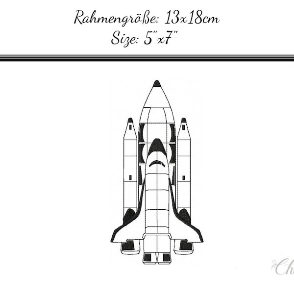 Stickdatei Applikation "Space Shuttle Doodle 13x18" - SOFORTDOWNLOAD