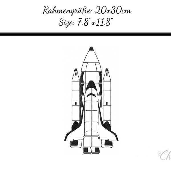 Stickdatei Applikation "Space Shuttle Doodle 20x30" - SOFORTDOWNLOAD