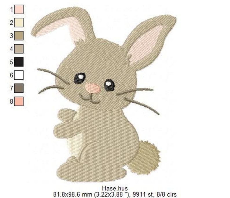 Embroidery design rabbit 4x4 digital download  etsy