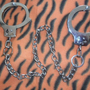 Locking Handcuffs with comfort chain and two keys  Adult Gift Locking Steel Handcuffs