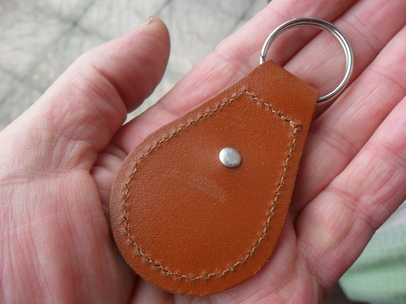 80th Birthday present 1946 lucky halfpence brown leather keyring unusual gift 80th birthday gift for a woman gift for a man British image 6
