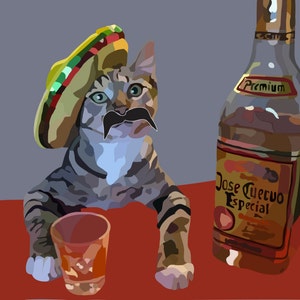 Mexican Cat Digital Art Print....