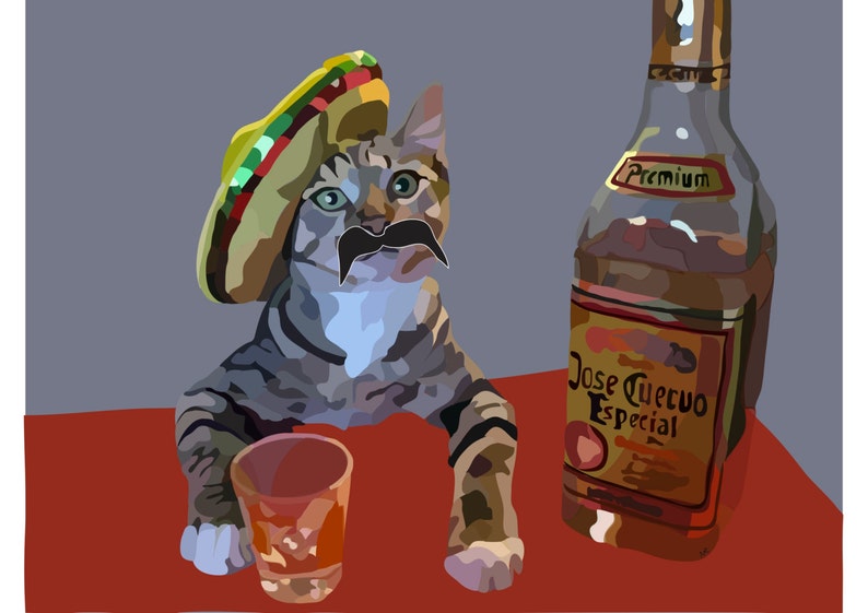 Mexican Cat Digital Art Print.... image 1