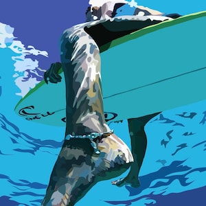 Surfer sitting on board Digital Art