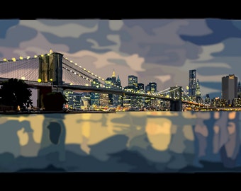 Brooklyn Bridge, New York Digital Art Print....