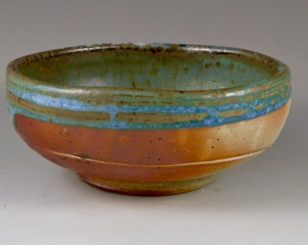 Unique Gift Brown and Red Stoneware Soda Fired Bowl Serving Bowl Birthday Gift 111731