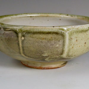Wood Fired Stoneware Dessert Bowl: Beige & White Shino Glaze