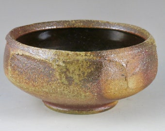 Brown and Gold Stoneware Soda Fired Bowl, Serving Bowl, Unique Gift, Birthday Gift 52107