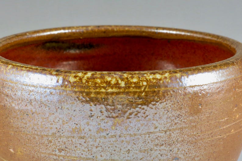 Unique Gift Brown and Red Stoneware Soda Fired Bowl Serving Bowl Birthday Gift 111731