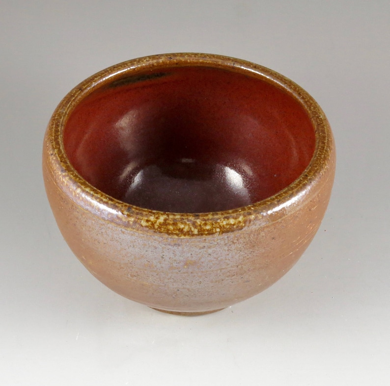 Unique Gift Brown and Red Stoneware Soda Fired Bowl Serving Bowl Birthday Gift 111731