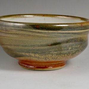 Gold & White Stoneware Bowl: Gas Fired Ceramic Dessert Bowl